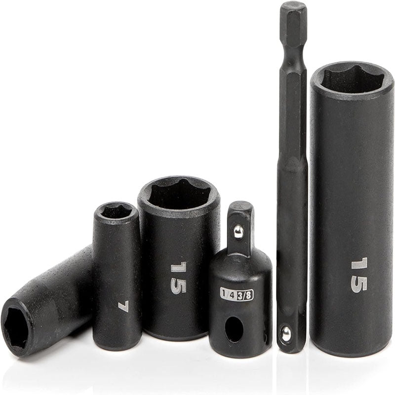 30 Piece 1/4" Drive Impact Socket Set Metric Sizes 4 – 15 MM 3/8” to 1/4” Reducer Hex Shank Socket Impact Adapter