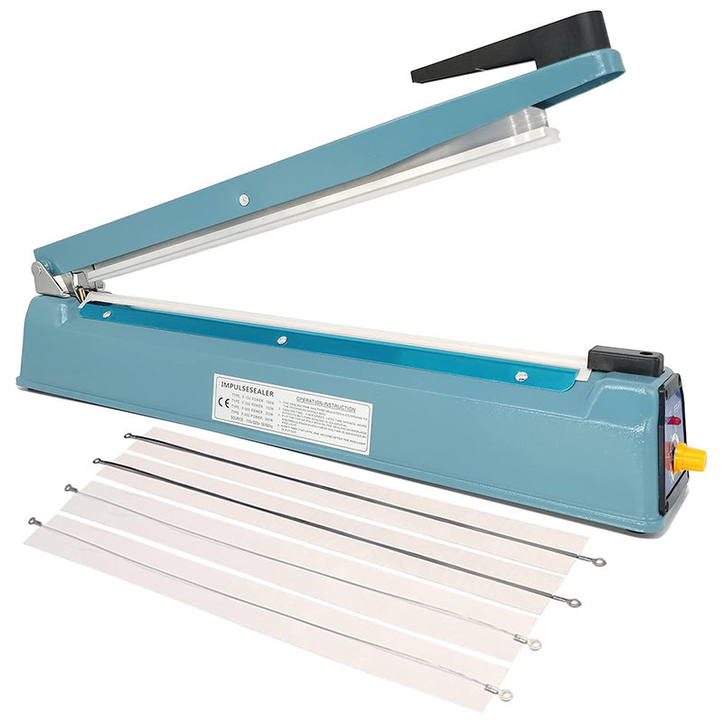 16 inch Impulse Sealer Heat Sealer Metal Plastic Bag Sealer Heat Seal Mylar Bag Sealer Sealing Machine with 4 Repair Kit