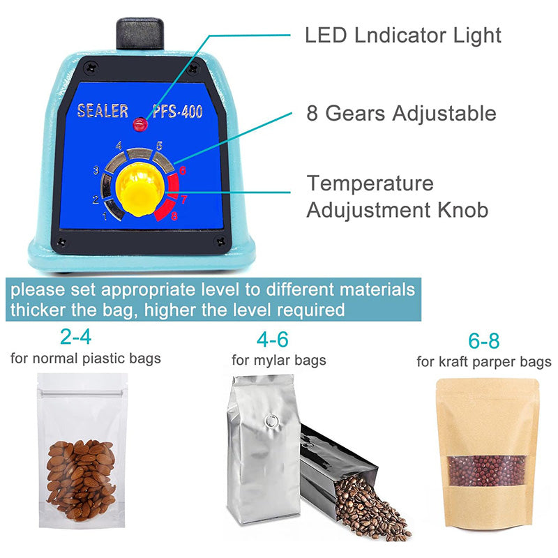 16 inch Impulse Sealer Heat Sealer Metal Plastic Bag Sealer Heat Seal Mylar Bag Sealer Sealing Machine with 4 Repair Kit