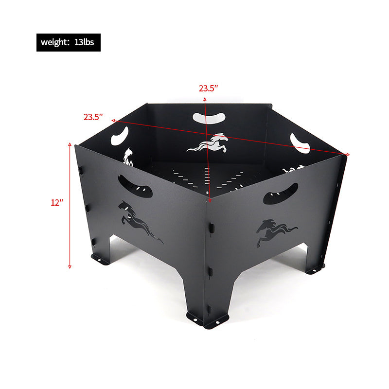 Folding Campfire Rack Portable Outdoor Stove 23.5x23.5x12 Inch Wood Stove Suitable For Courtyard Camping Party Outdoor