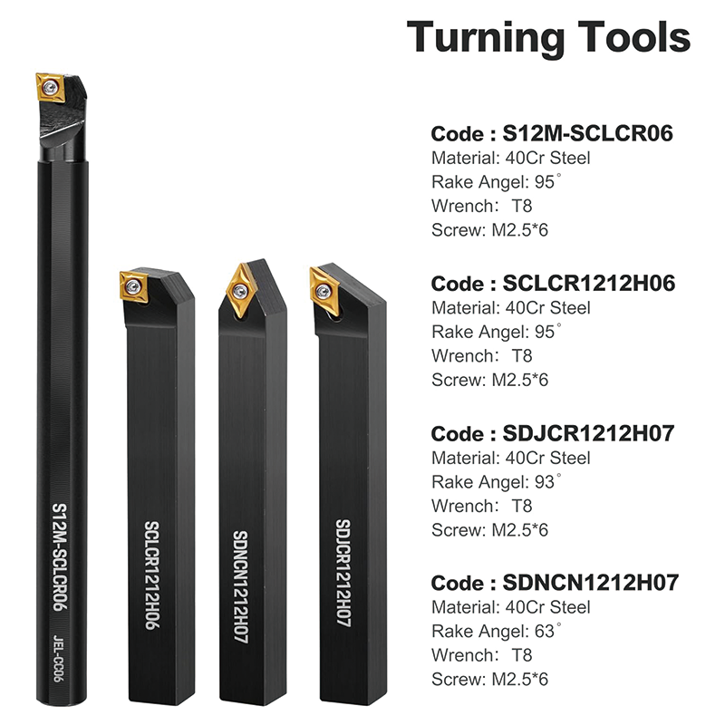 Indexable Carbide Lathe Tools,7PCS 1/2" Turning Holder Boring Bars with 14pcs Indexable Carbide Inserts,Super-Hard 40CR Lathe Bits Carbide Lathe Tool for Lathe Black Compact and Portable