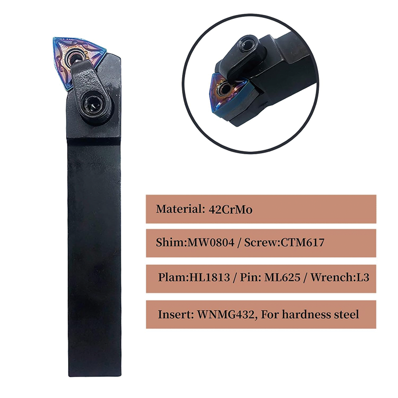 CNC Lathe Carbide Excircle Indexable Turning Tool, 5/8" Metal Lathe Cutting Tools with 10pcs Indexable Carbide Inserts