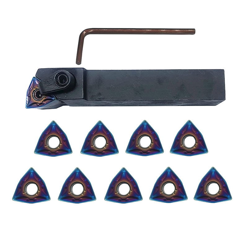 CNC Lathe Carbide Excircle Indexable Turning Tool, 5/8" Metal Lathe Cutting Tools with 10pcs Indexable Carbide Inserts