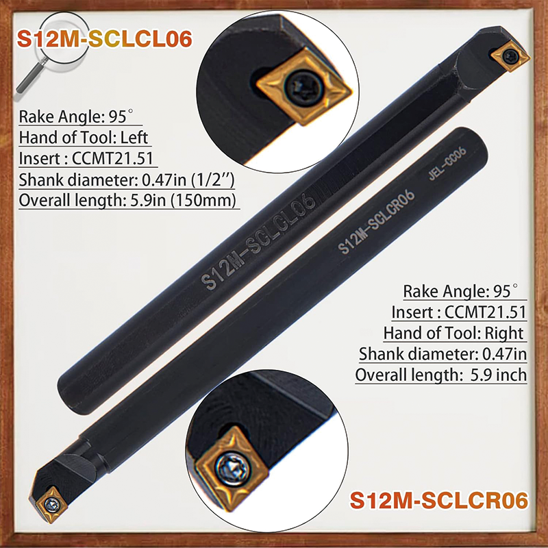 7pcs Indexable Carbide Lathe Turning Tools, 1/2'' Shank Metal Industrial Lathe Tools for Turning Grooving Threading with Wrenches