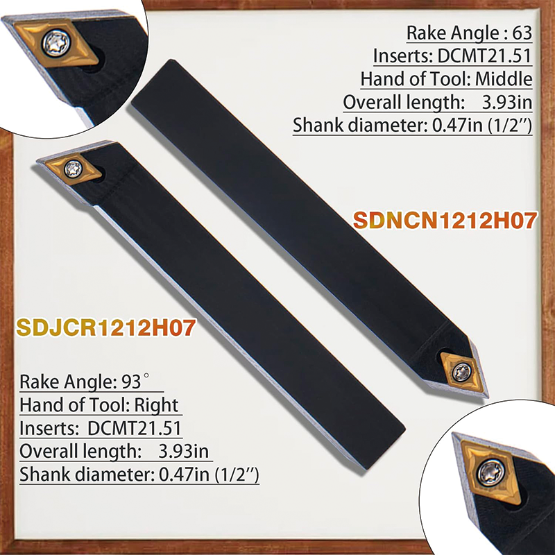 7pcs Indexable Carbide Lathe Turning Tools, 1/2'' Shank Metal Industrial Lathe Tools for Turning Grooving Threading with Wrenches