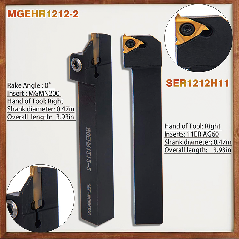 7pcs Indexable Carbide Lathe Turning Tools, 1/2'' Shank Metal Industrial Lathe Tools for Turning Grooving Threading with Wrenches