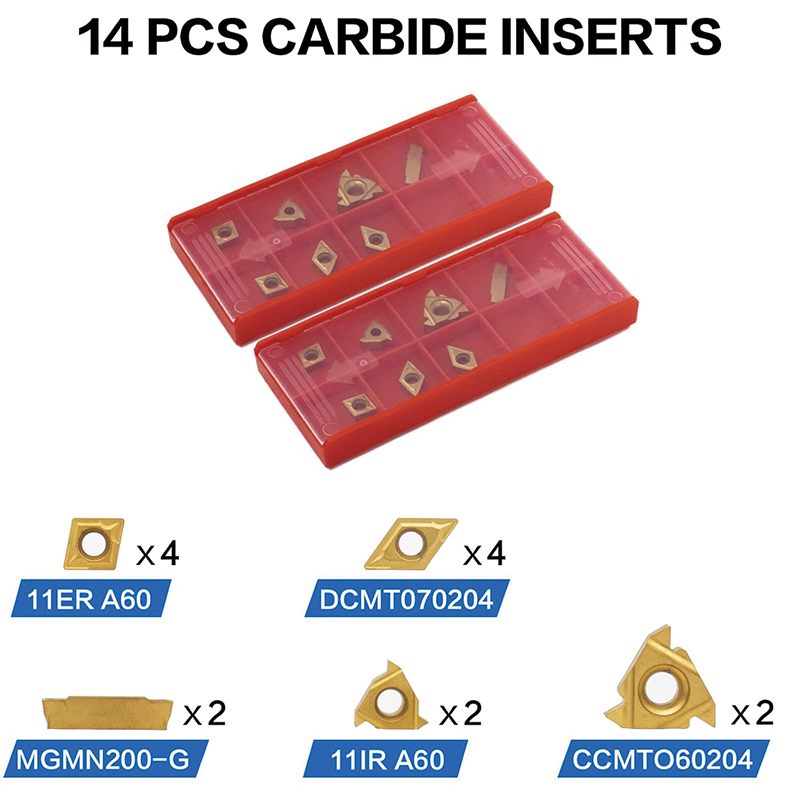 5 Sets Metal Lathe Cutting Tools, 1/2" Indexable Carbide Lathe Tools, Carbide Lathe Tools For Metal for Lathe Black Compact and Portable
