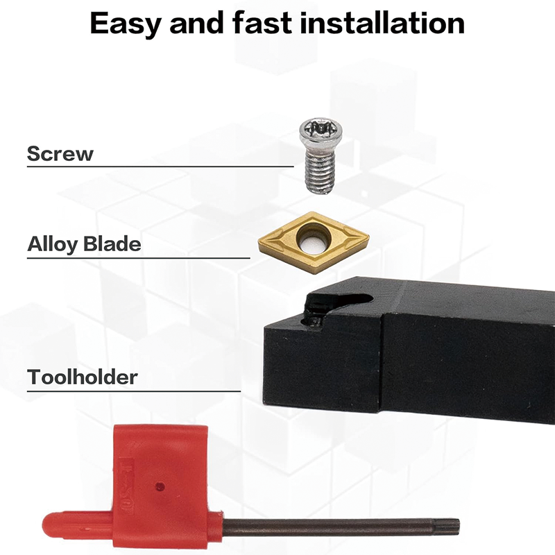 5 Sets Metal Lathe Cutting Tools, 1/2" Indexable Carbide Lathe Tools, Carbide Lathe Tools For Metal for Lathe Black Compact and Portable