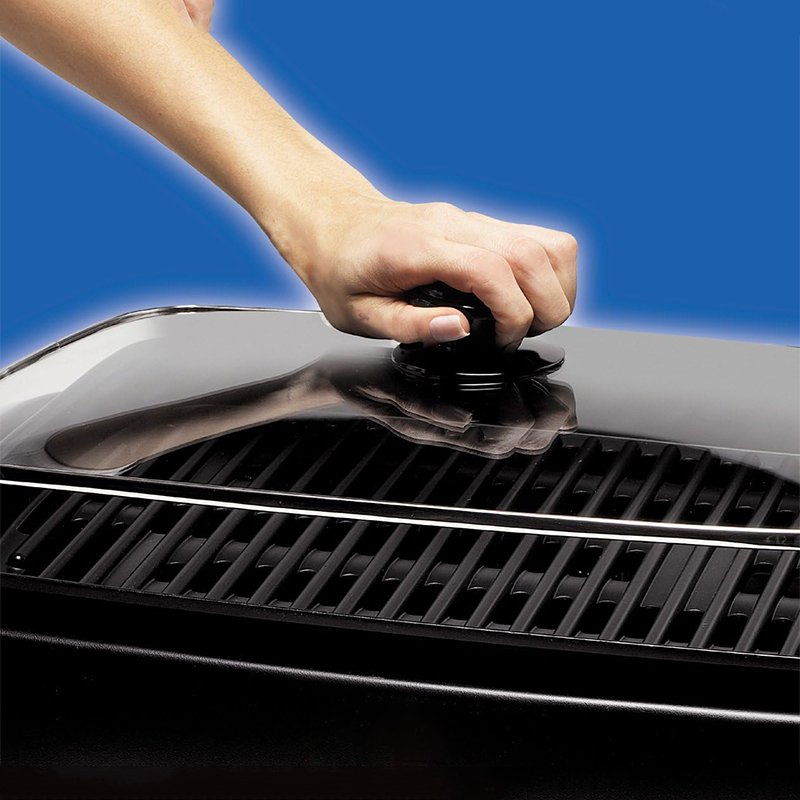 1.5Kw Indoor Electric Grill With Cover, Black