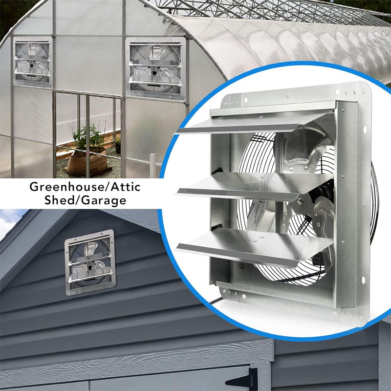 14 Inch Industrial Ventilation Extractor Automatic Aluminum Shutter High Speed 1950CFM Vent fan for Commercial Greenhouse Attic Shed Shop