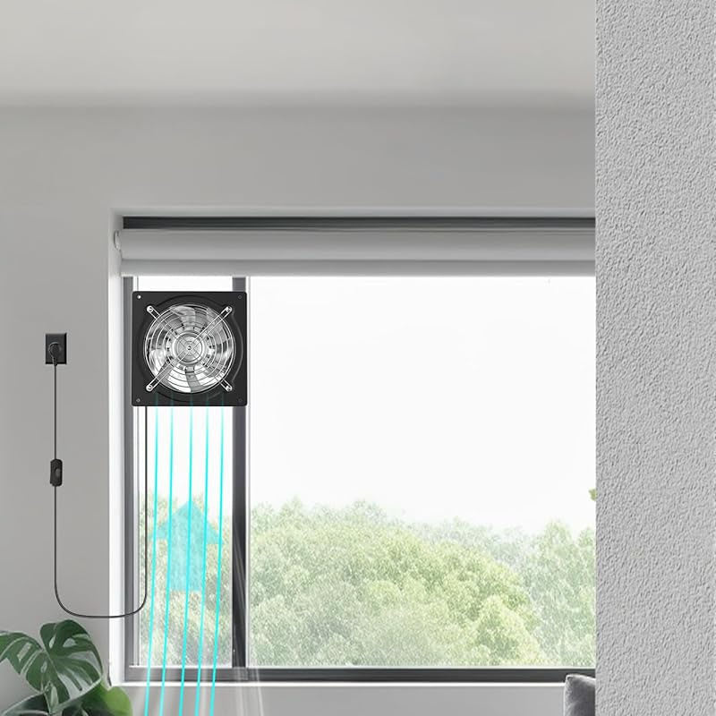 8 inch Industrial Ventilation Extractor 576CFM Stainless Steel Extractor for Home Office Commercial Use, Black