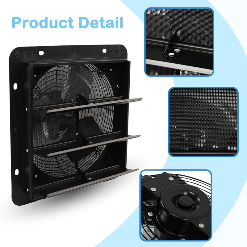 10 inch Industrial Ventilation Extractor Shutter Exhaust Fan for Home Attic Garage Greenhouse Shed Basement with Mesh Screen