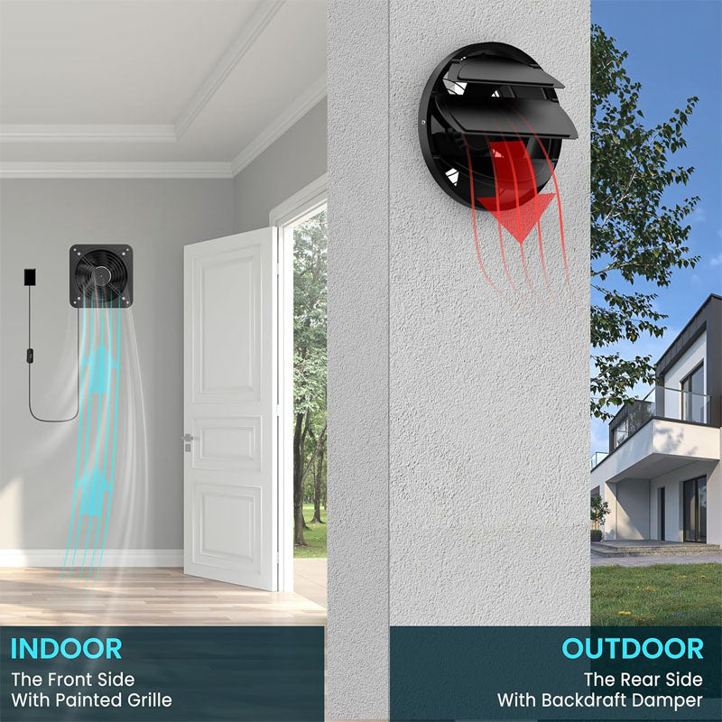 10 Inch Industrial Ventilation Extractor with Speed Controller 988 CFM Kitchen Exhaust Fan for Ceiling Bathroom Basement Attic Window Ventilation