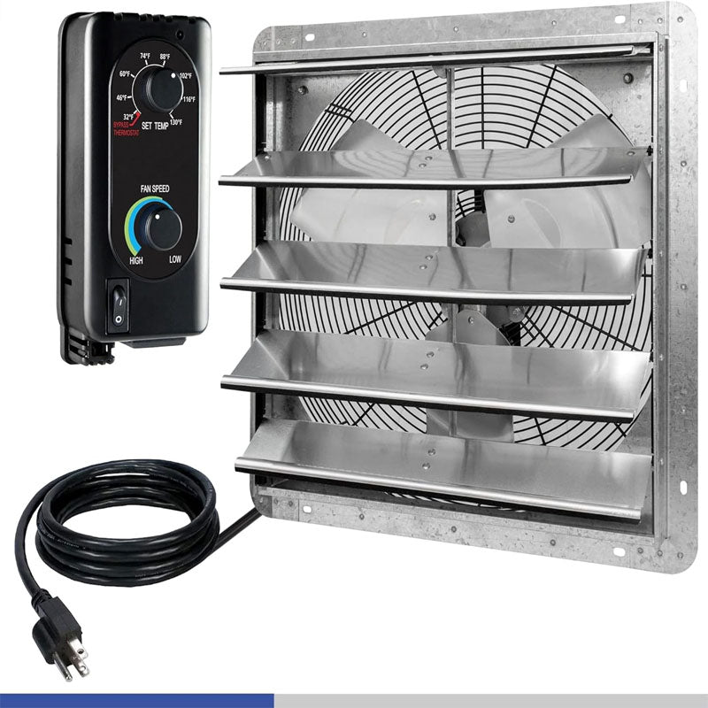 20 inch Industrial Ventilation Extractor Wall Mounted Shutter Exhaust Fan with Thermostat and Variable Speed controller