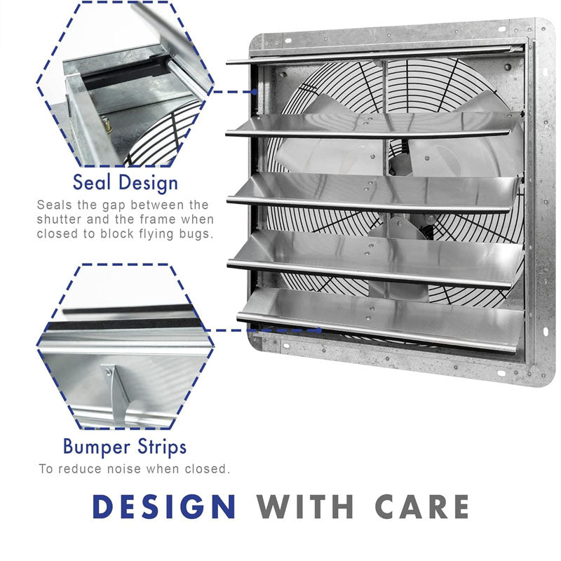 20 inch Industrial Ventilation Extractor Wall Mounted Shutter Exhaust Fan with Thermostat and Variable Speed controller