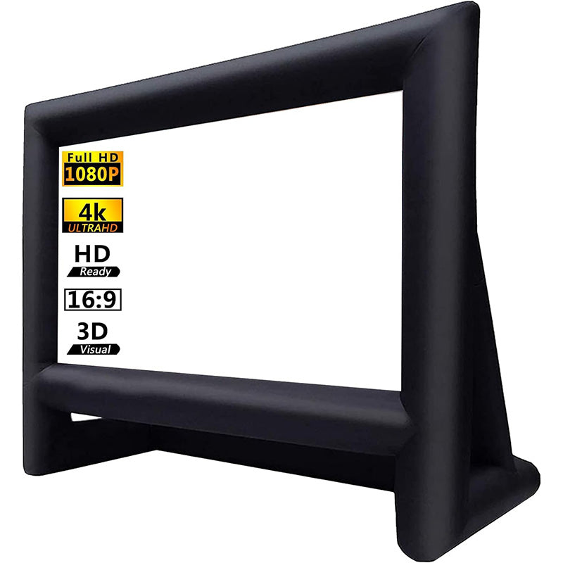 16ft Projector Screen with Air Blower Storage Bag Front/Rear Projection Blow Up Screen Inflatable Movie Screen Outdoor for Backyard Movie Night, Theme Parties, Celebrations