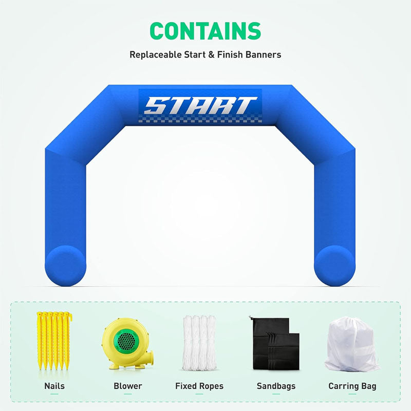 20ft Inflatable Arch with T-Shaped Feet & Blower Finish/Start Line Banners for Race Competition Outdoor Advertising Commerce