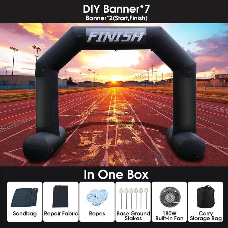 13Ft Inflatable Arch Black with Blower Inflatable Archway Start Finish Line Banners for Marathons, Fundraisers, Outdoor Advertising Commerce