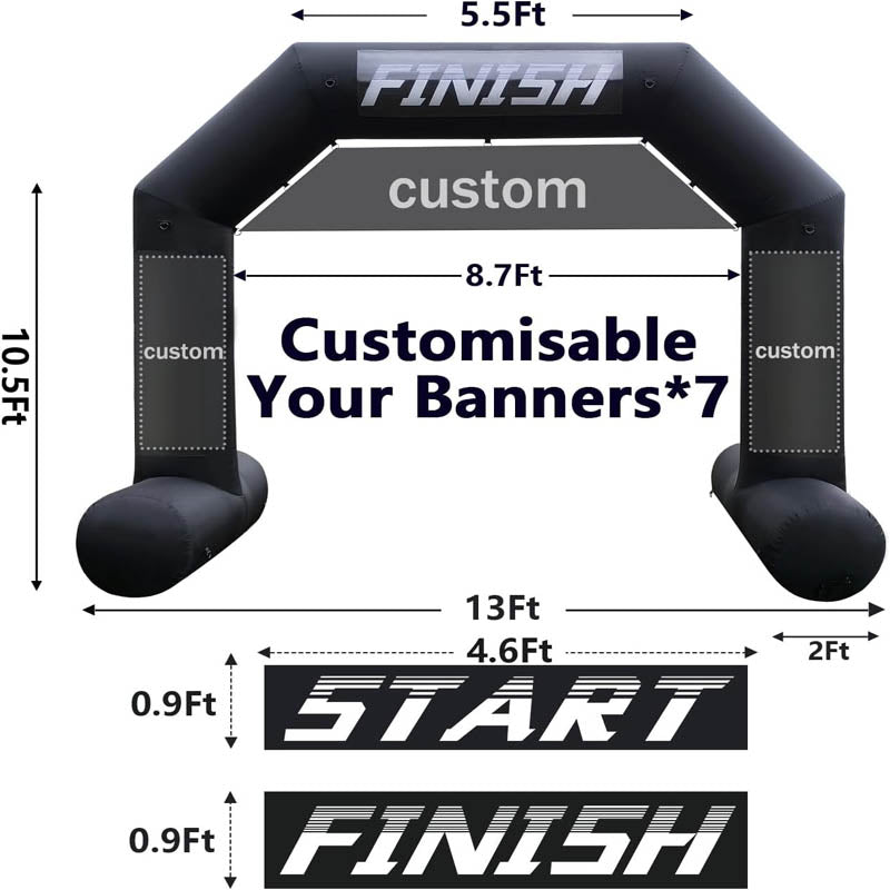 13Ft Inflatable Arch Black with Blower Inflatable Archway Start Finish Line Banners for Marathons, Fundraisers, Outdoor Advertising Commerce