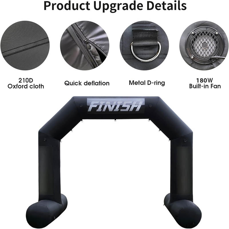 13Ft Inflatable Arch Black with Blower Inflatable Archway Start Finish Line Banners for Marathons, Fundraisers, Outdoor Advertising Commerce