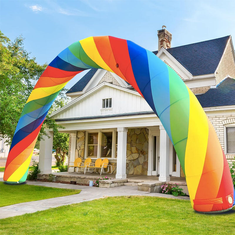 26FT Inflatable Arch Rainbow Arch with Built in 150W Blower for Birthdays Parties and Garden Decor