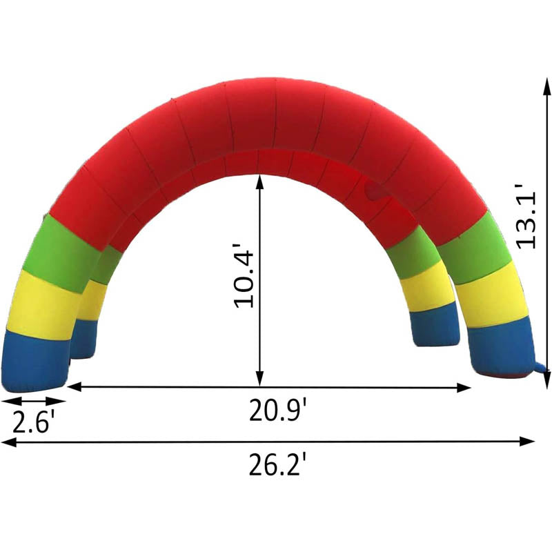 Inflatable Arch with 370W Blower Twin Arches 26ft X 13ft Inflatable Rainbow Arch for Advertising Birthday Party