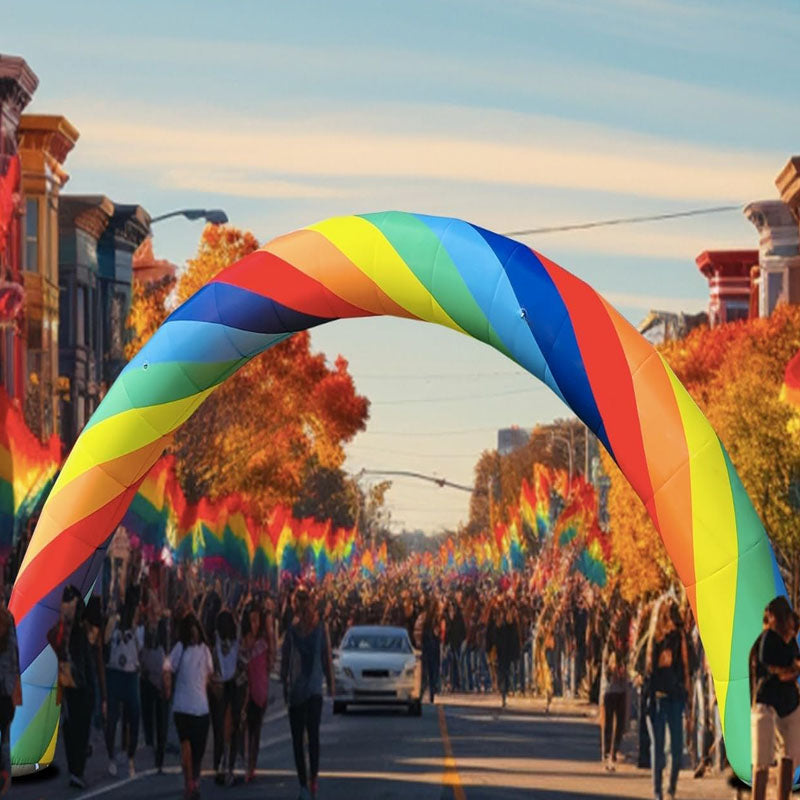 26FT Inflatable Arch Rainbow Arch with Built in 150W Blower for Birthdays Parties and Garden Decor