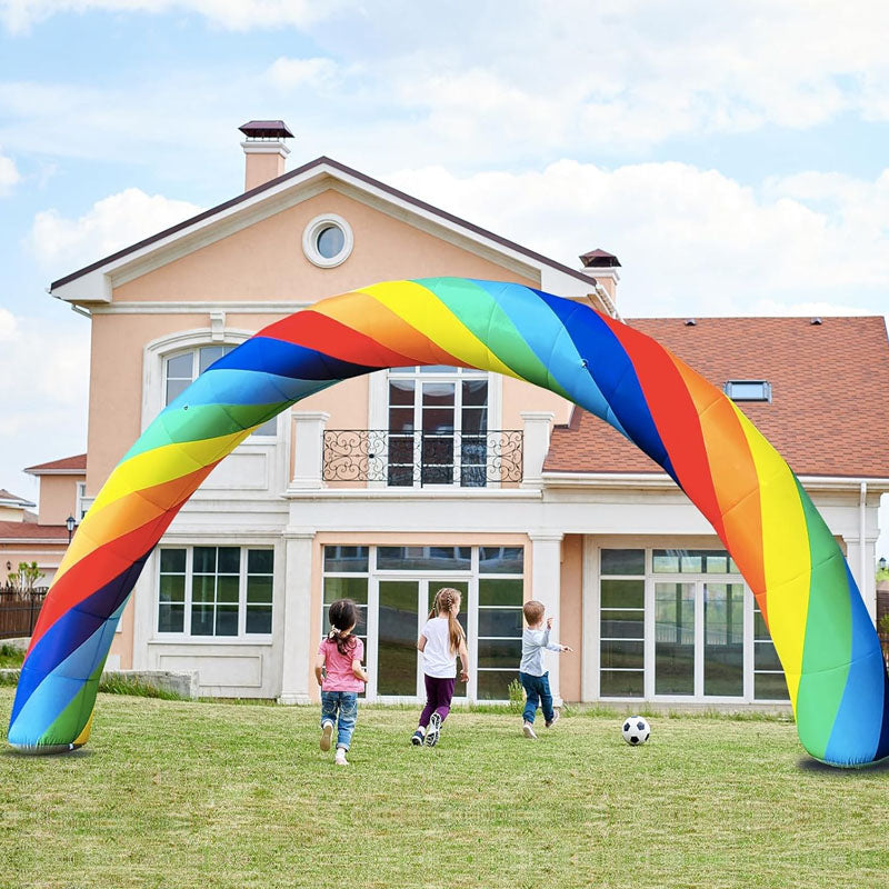 26FT Inflatable Arch Rainbow Arch with Built in 150W Blower for Birthdays Parties and Garden Decor