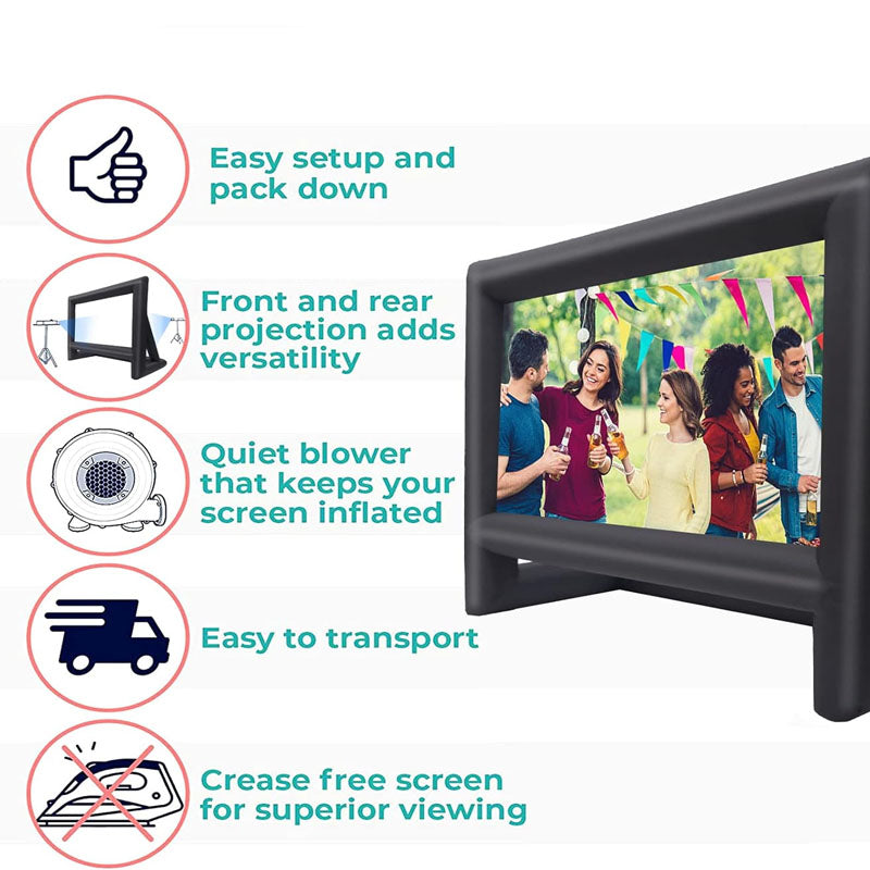 22 FT Inflatable Projection Screen Front & Rear Projection with Rope Blower Tent Stakes for Outdoor Party Backyard Pool Fun