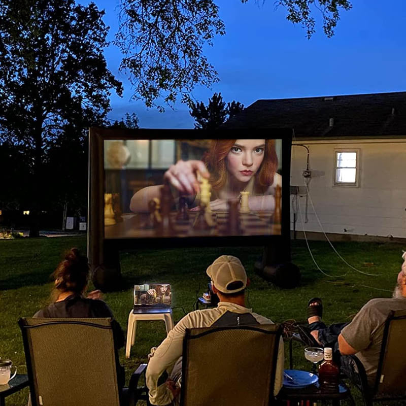 15ft Inflatable Projection Screen with Air Blower and Storage Bag for Outdoor Movie Night Backyard Pool Fun