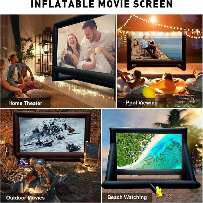 24ft Inflatable Movie Screen for outside with Air Blower Oxford Fabric Material Blow Up Screen Front/Rear Projection