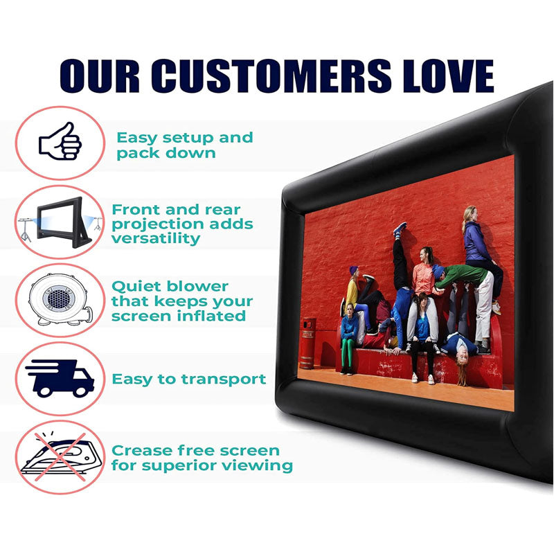 20 feet Inflatable Projection Screen for outside with Rope Blower Tent Stakes Front & Rear Projection for Outdoor Party Backyard Pool Fun