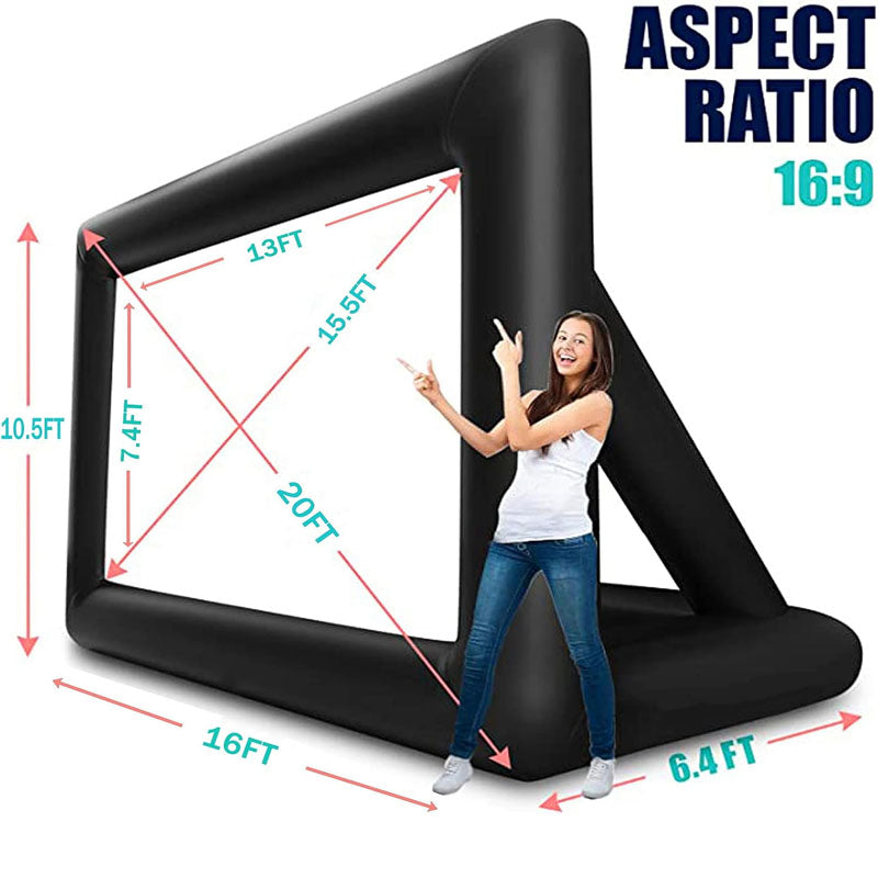 20 feet Inflatable Projection Screen for outside with Rope Blower Tent Stakes Front & Rear Projection for Outdoor Party Backyard Pool Fun