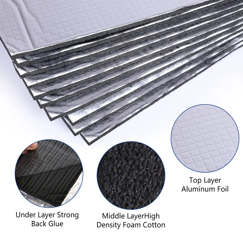 30 Sheets Car Sound Deadener Heat Insulation Mat For Auto Van Sound Proofing Deadening Insulation Mat Car Hood Noise Insulator