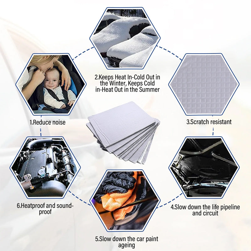 30 Sheets Car Sound Deadener Heat Insulation Mat For Auto Van Sound Proofing Deadening Insulation Mat Car Hood Noise Insulator