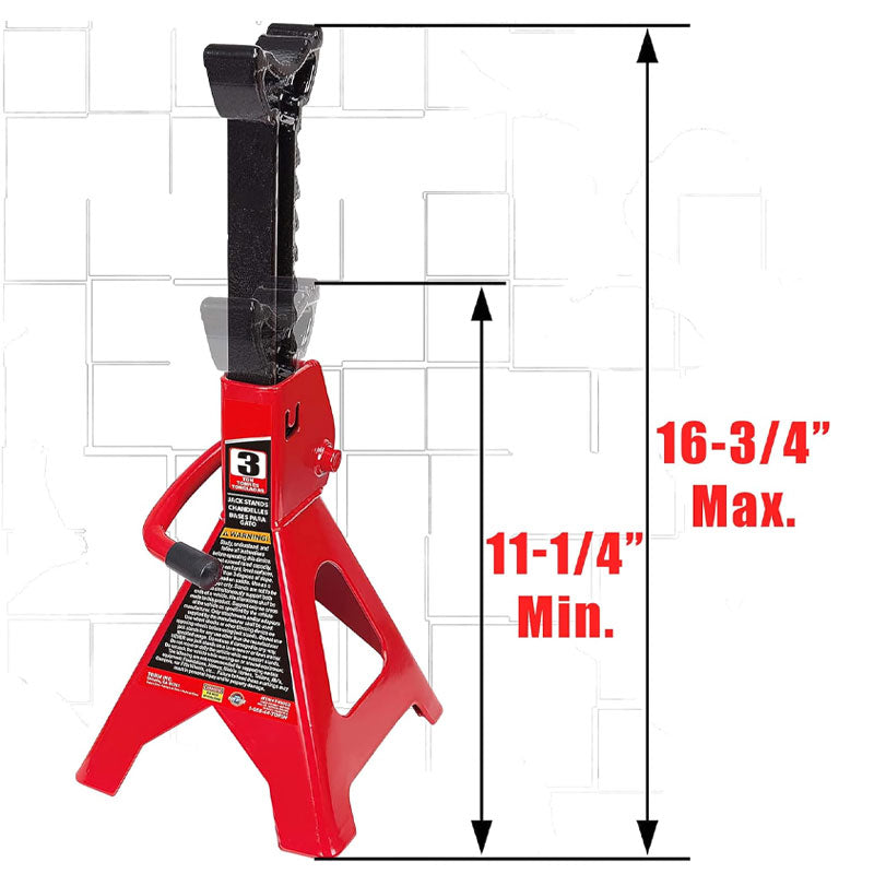 Heavy Duty Steel Jack Stands: 3 Ton (6,000 lb) Capacity Car Lift Stands, 1 Pair