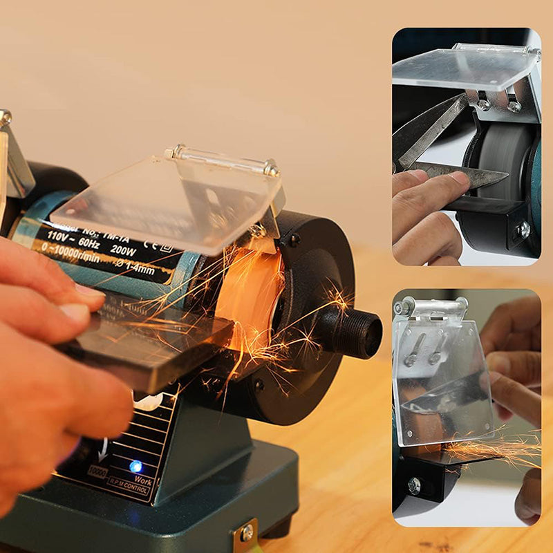 Mini Bench Grinder for Polishing, Buffing Jewelry Making Bench Polisher and Professional Lapidary Equipment for Rocks, Metals, and Gems