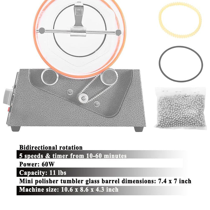 Jewelry Polisher Tumbler Rotary Tumbler Surface Polisher 5Kg 11 Lbs Capacity 60W Jewelry Polishing Finishing Machine Mini Polisher Tumbler