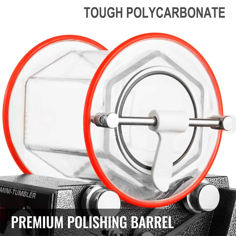 Jewelry Polisher 6.6lbs/3kg Capacity Mini Rotary Tumbler Machine with Glass Barrel Lock Buckle Rotary Tumbler