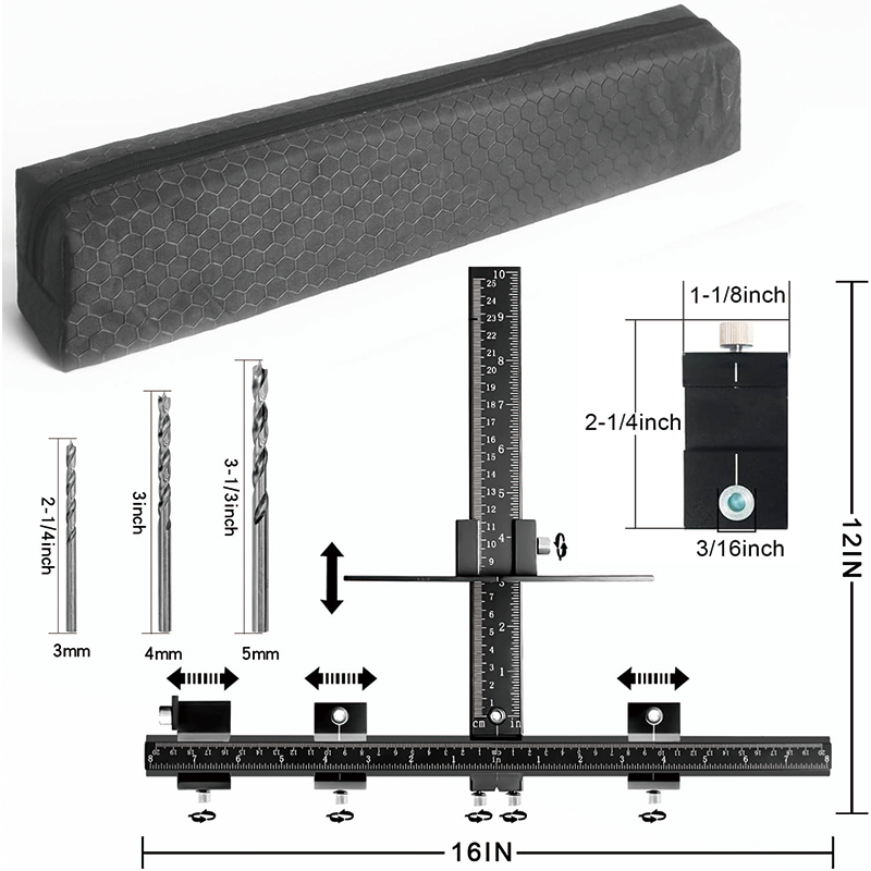 Cabinet Hardware Jig, Cabinet Jig for Handles and Pulls on Drawers/Cabinets, Aluminum Alloy Cabinet Handle Jig,Cabinet Hardware Template Tool Perfect Set