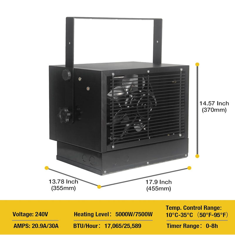 Electric Garage Heater with Remote Control Overheat Protection Ideal for Garage or Workshop