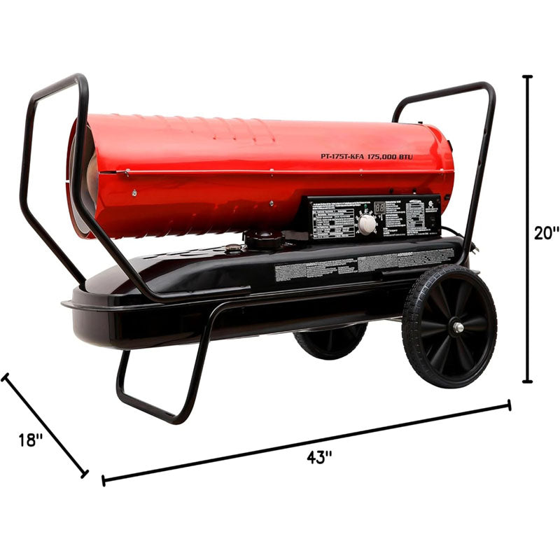 175000 Btu Kerosene Forced Air Heater With Thermostat for Indoor Outdoor Use Workshop Industry