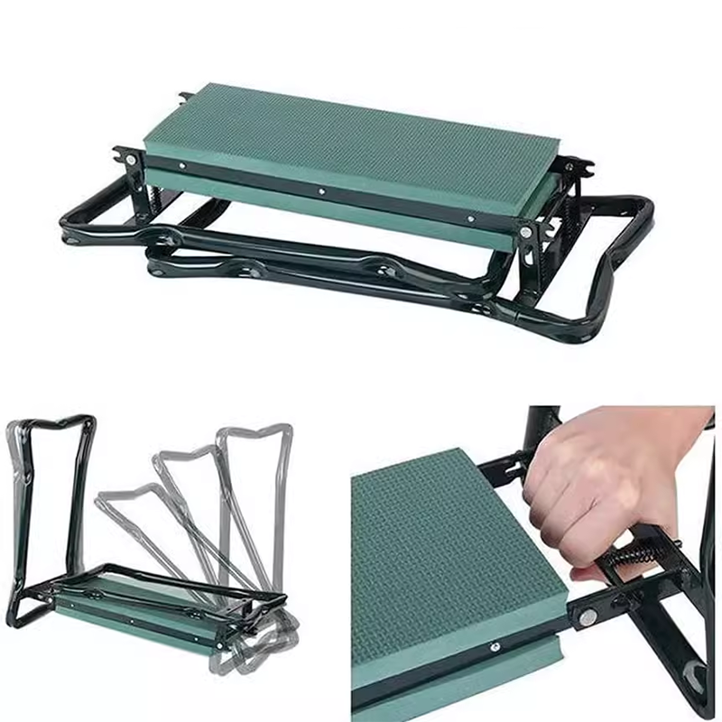 Green Kneeling Pad, Soft Knee Pad, 2 Pockets, Foldable, Knee Aid For Gardening, Load Capacity Up To 150 Kg