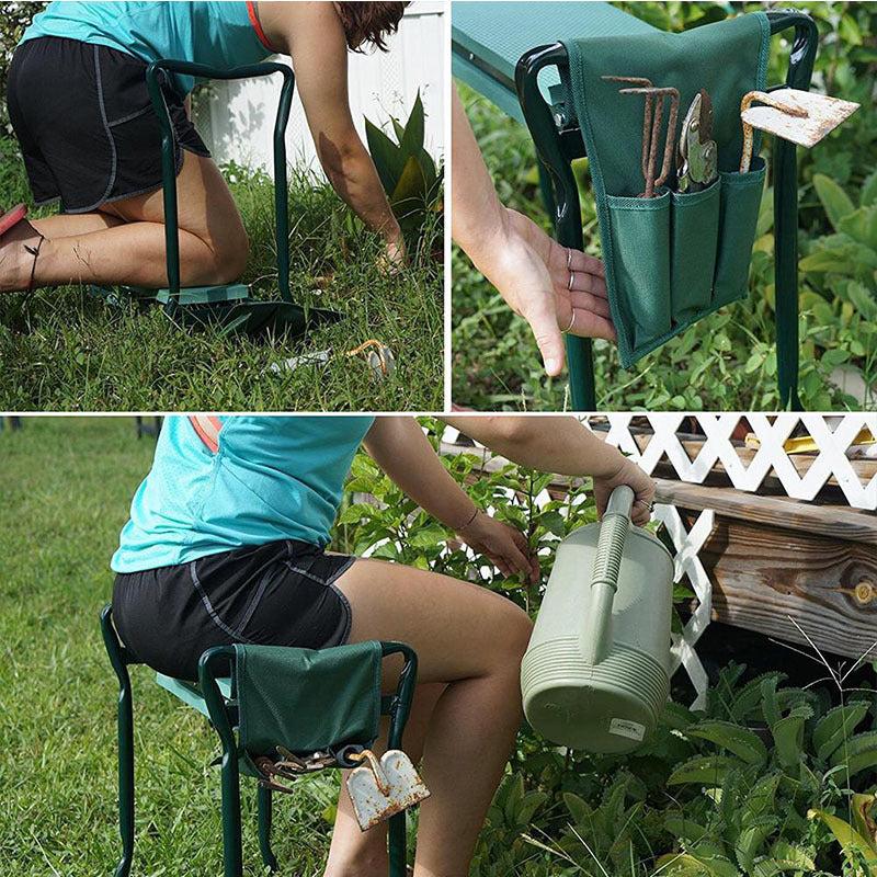 Kneeler Seat Garden Kneeling Stool With 1 Tool Kit Sponge Non-Slip Folding Stool Garden Farmland Weeding Low Stool Bench