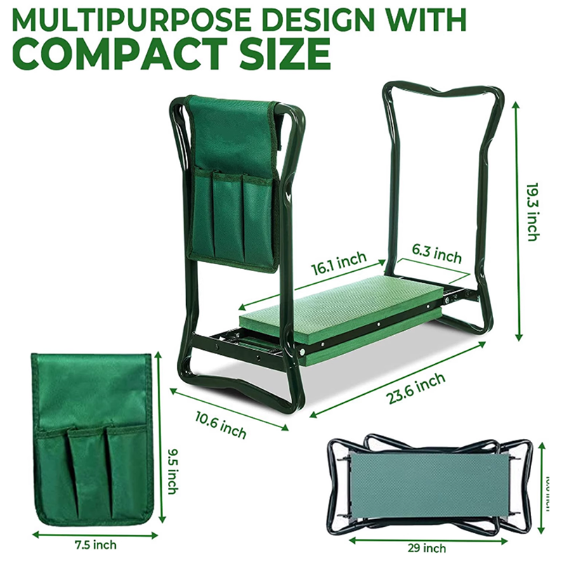 Kneeler Seat Garden kneeling pad and seat, gardening gifts, folding gardening stool with kneeling pad, green
