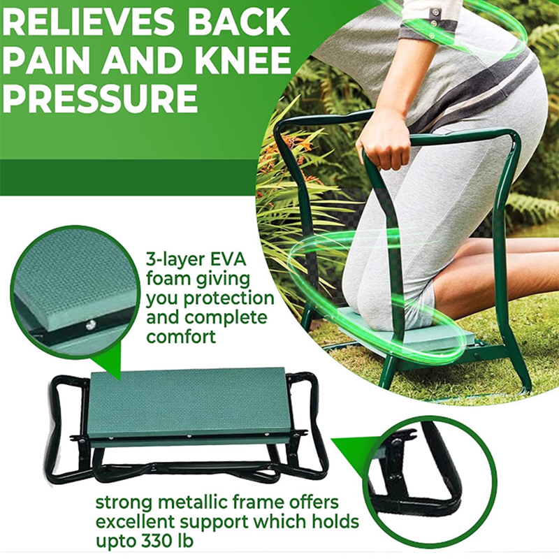 Kneeler Seat Garden Kneeling Mat with EVA Kneeling Pad and Tool Bag
