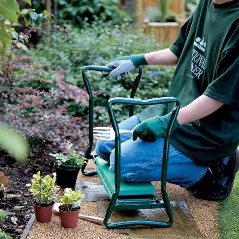 Garden Kneeler Seat and Seat Stool, Folding Gardening Stool Kneeler Chair with Thick Pads and Handles