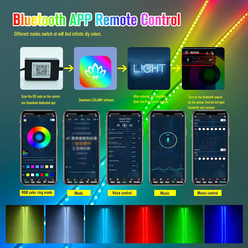 2Pcs 3.2FT LED Whip Lights 270° Auto Multiple Colors LED Antenna Light Waterproof for Off-Road Truck Boat