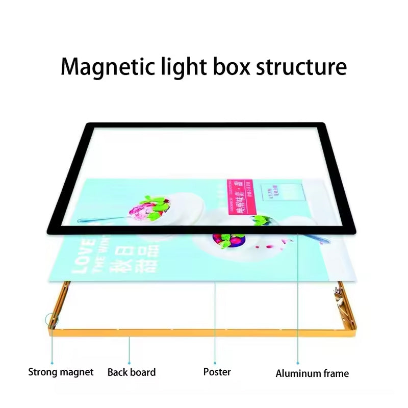 60* 90Cm Led Picture Light Box Custom Aluminum Poster Frame Snap Advertising Led Light Box