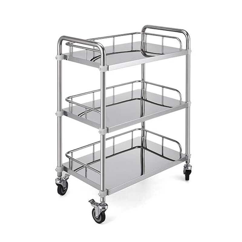 Lab Rolling Cart 3 Shelves Shelf Stainless Steel Rolling Cart Catering Dental Utility Cart Commercial Wheel Dolly Restaurant Dinging Utility Services
